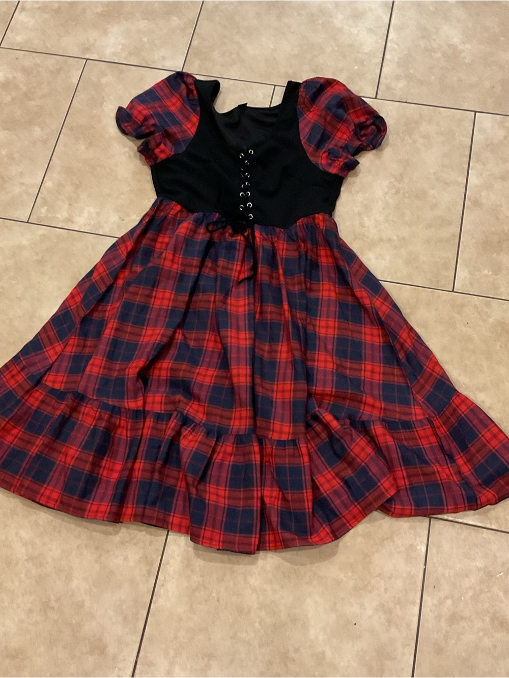 Fairycore Grunge Plaid Corset Style Dress